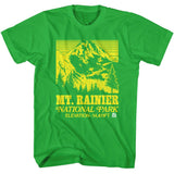 National Parks - Mt Ranier Vintage - American Classics - Solid Green Adult Short Sleeve T-Shirt