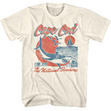 National Parks - National Seashore Shark - American Classics - Solid Off-White Adult Short Sleeve T-Shirt