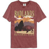 National Parks - Badlands Minimalist Landscape - American Classics - Solid Red Adult Short Sleeve Comfort Color T-Shirt