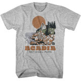 National Parks - Acadia Drawn Lighthouse - American Classics - Solid Gray Adult Short Sleeve T-Shirt