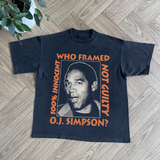 RARE VINTAGE OJ SIMPSON 'WHO FRAMED OJ' 1995 HEAVYWEIGHT BLACK T-SHIRT