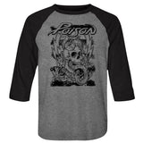 Poison - Skull Snake Lightning - 3/4 Sleeve - Heather - Adult - Raglan Shirt