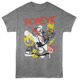 Popeye - Graffiti - American Classics - Gray Solid Adult Short Sleeve T-Shirt