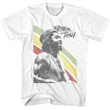 Peter Tosh - Rasta Stripes - American Classics - Solid White Adult Short Sleeve T-Shirt