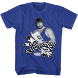 Powertown - Leaping Lanny - Blue Front Print Short Sleeve Solid Adult T-Shirt