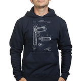 Unisex 1911 Pistol Blue Print Hoodie Style001