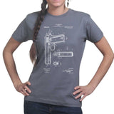 Ladies 1911 Pistol Blue Print T-shirt Style001