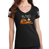 Ladies Pumpkin Cake V-Neck T-shirt Style001