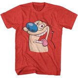Ren And Stimpy - Big Stimpy - American Classics - Heather Red Adult Short Sleeve T-Shirt