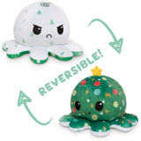 TeeTurtle Reversible Octopus Plushie (Snowy Trees + Christmas Ornaments)