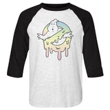 The Real Ghostbusters - Slimer - 3/4 Sleeve - Heather - Adult - Raglan Shirt