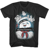The Real Ghostbusters - Stay Puft And Ghostbusters - American Classics - Gray Front Print Adult Short Sleeve T-Shirt