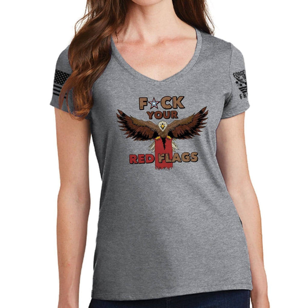 Ladies Fuck Your Red Flag Laws V-Neck T-shirt Style001
