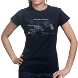 Vintage Revolver Blueprints Ladies T-shirt Style001
