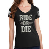 Ladies Ride or Die V-Neck T-shirt Style001
