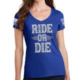 Ladies Ride or Die V-Neck T-shirt Style001