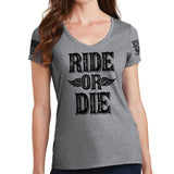 Ladies Ride or Die V-Neck T-shirt Style001