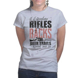 Ladies Hunting Rifles Racks & Deer Trails T-shirt Style001