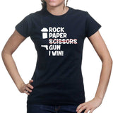 Rock Paper Scissors Gun Ladies T-shirt Style001