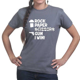 Rock Paper Scissors Gun Ladies T-shirt Style001