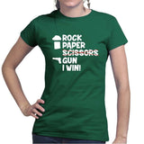 Rock Paper Scissors Gun Ladies T-shirt Style001