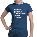 Rock Paper Scissors Gun Ladies T-shirt Style001