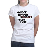 Rock Paper Scissors Gun Ladies T-shirt Style001