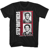 Step Brothers - Black & White Photos - American Classics - Black Front Print Adult Short Sleeve T-Shirt