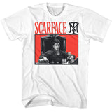 Scarface - Red Background - American Classics - Solid White Adult Short Sleeve T-Shirt