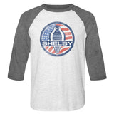 Carroll Shelby - Flag Logo - 3/4 Sleeve - Heather - Adult - Raglan Shirt