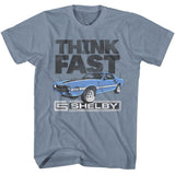 Carroll Shelby - Think Fast - American Classics - Heather Blue Adult Short Sleeve T-Shirt