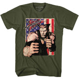 Street Fighter - Guile With Flag - Short Sleeve - Adult - T-Shirt