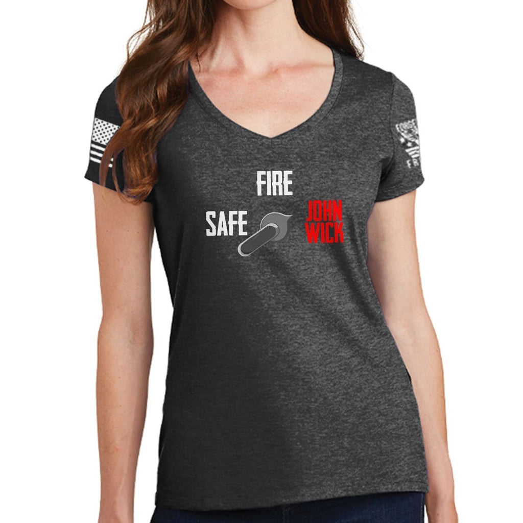 Ladies Safe Semi John Wick V-Neck T-shirt Style001