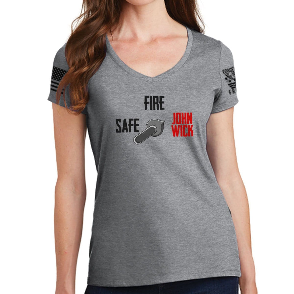 Ladies Safe Semi John Wick V-Neck T-shirt Style001