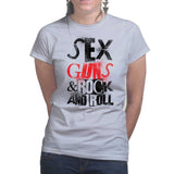 Ladies Sex Guns and Rock N Roll T-shirt Style001