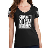 Ladies Straight Outta Compliance V-Neck T-shirt Style001