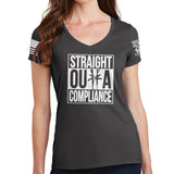 Ladies Straight Outta Compliance V-Neck T-shirt Style001