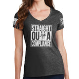 Ladies Straight Outta Compliance V-Neck T-shirt Style001