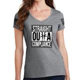 Ladies Straight Outta Compliance V-Neck T-shirt Style001
