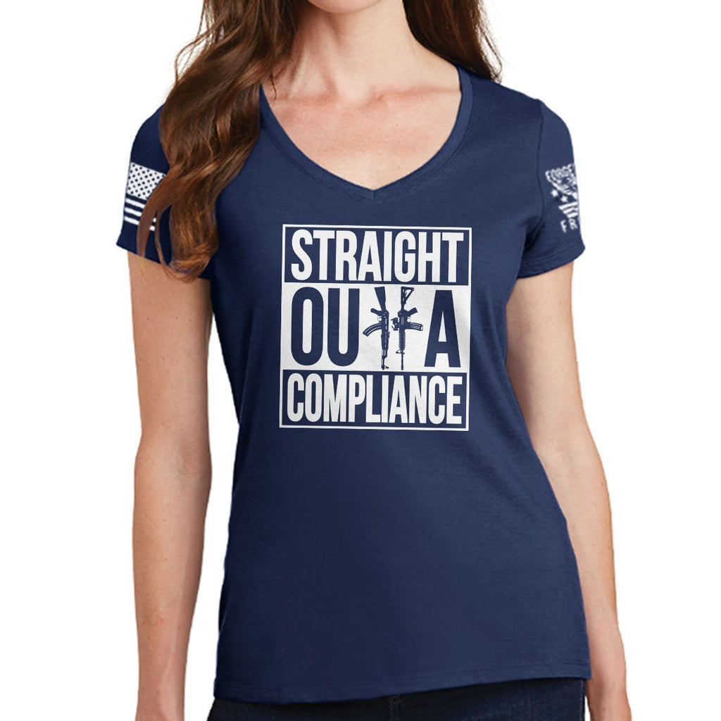 Ladies Straight Outta Compliance V-Neck T-shirt Style001