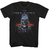 Terminator - Flames - American Classics - Solid Black Adult Short Sleeve T-Shirt