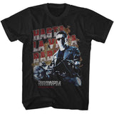 Terminator 2 - Hasta La Vista Motorcycle - American Classics - Black Front Print Adult Short Sleeve T-Shirt