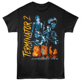 Terminator 2 - Fiery Collage - American Classics - Front Print Black Adult Short Sleeve T-Shirt