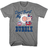 Tootsie Roll - S Dont Burst Bubble - American Classics - Solid Gray Adult Short Sleeve T-Shirt