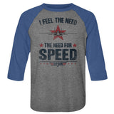 Top Gun - Needing Speed - 3/4 Sleeve - Heather - Adult - Raglan Shirt