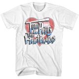 Tom Petty - Americana Heart And Logo - American Classics - Solid White Adult Short Sleeve T-Shirt