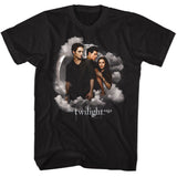 Twilight - Jacob Bella Edward Clouds - Black Short Sleeve Adult T-Shirt