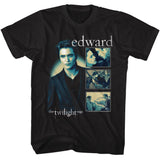 Twilight - Edward Multi Scenes - American Classics - Solid Black Adult Short Sleeve T-Shirt
