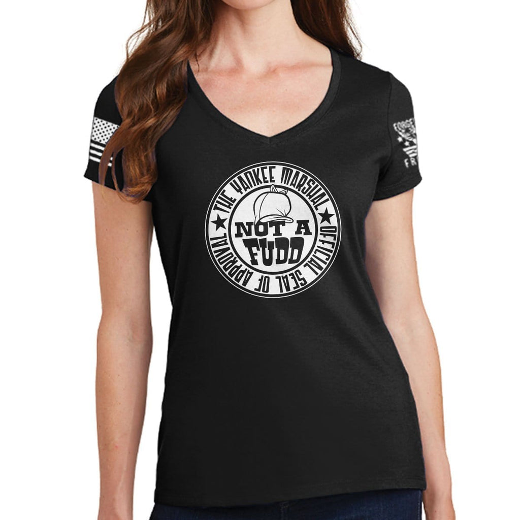 Ladies V-Neck Yankee Marshal Fudd Seal of Approval T-shirt Style001