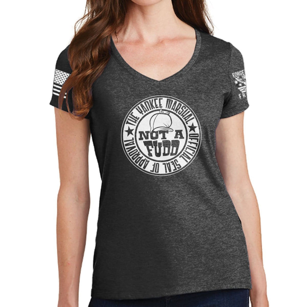 Ladies V-Neck Yankee Marshal Fudd Seal of Approval T-shirt Style001